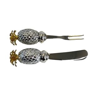 Hans Turnwald Signed Pineapple Cheese Knife and Fork Set